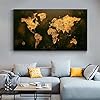 DHYBDZ Abstract 3D-effect muurdecoratie, vintage wereldkaart opknoping canvas schilderij decoraties, grote retro kunst…