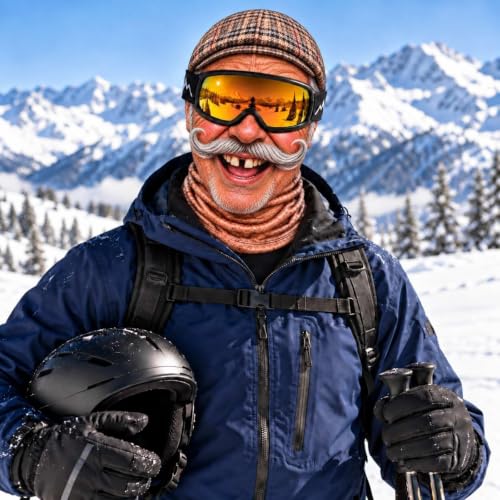 Funny Ski Mask fot Old Man - Winter Realistic Face Balaclava 3D Full Face Print Coffee - image 6