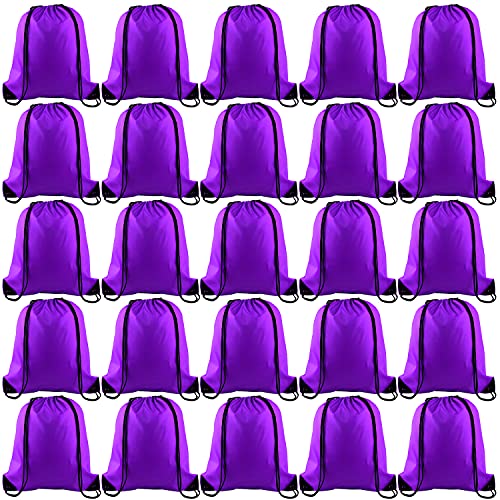 Image of KUUQA 25Pcs Purple Drawstring Bags - String Backpacks for Gym, Sport, Traveling