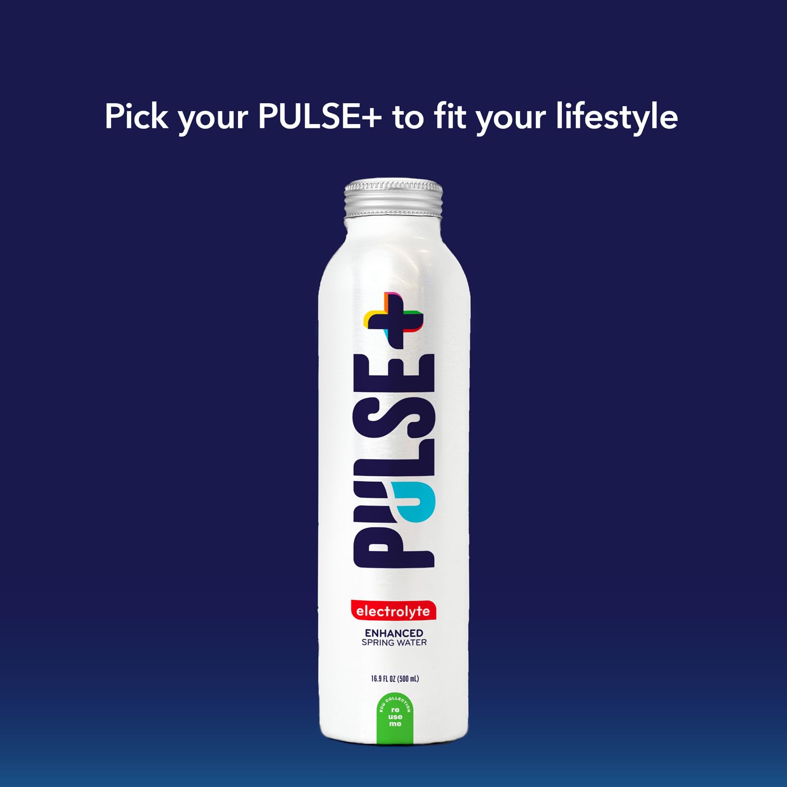 Pulse+ Electrolyte Water - Naturally Filtered Spring Water in 16.9-Ounce Aluminum Bottles, Recyclable and BPA-Free - Case of 12