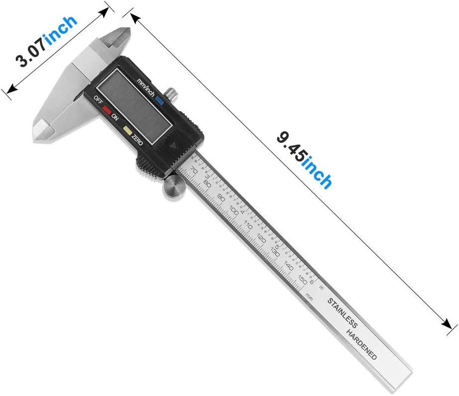 Digital Caliper 6 inch Vernier Caliper Digital Measuring Tool Stainless Steel Caliper Tool Inch/Metric Conversion Large LCD Screen Auto-off Feature