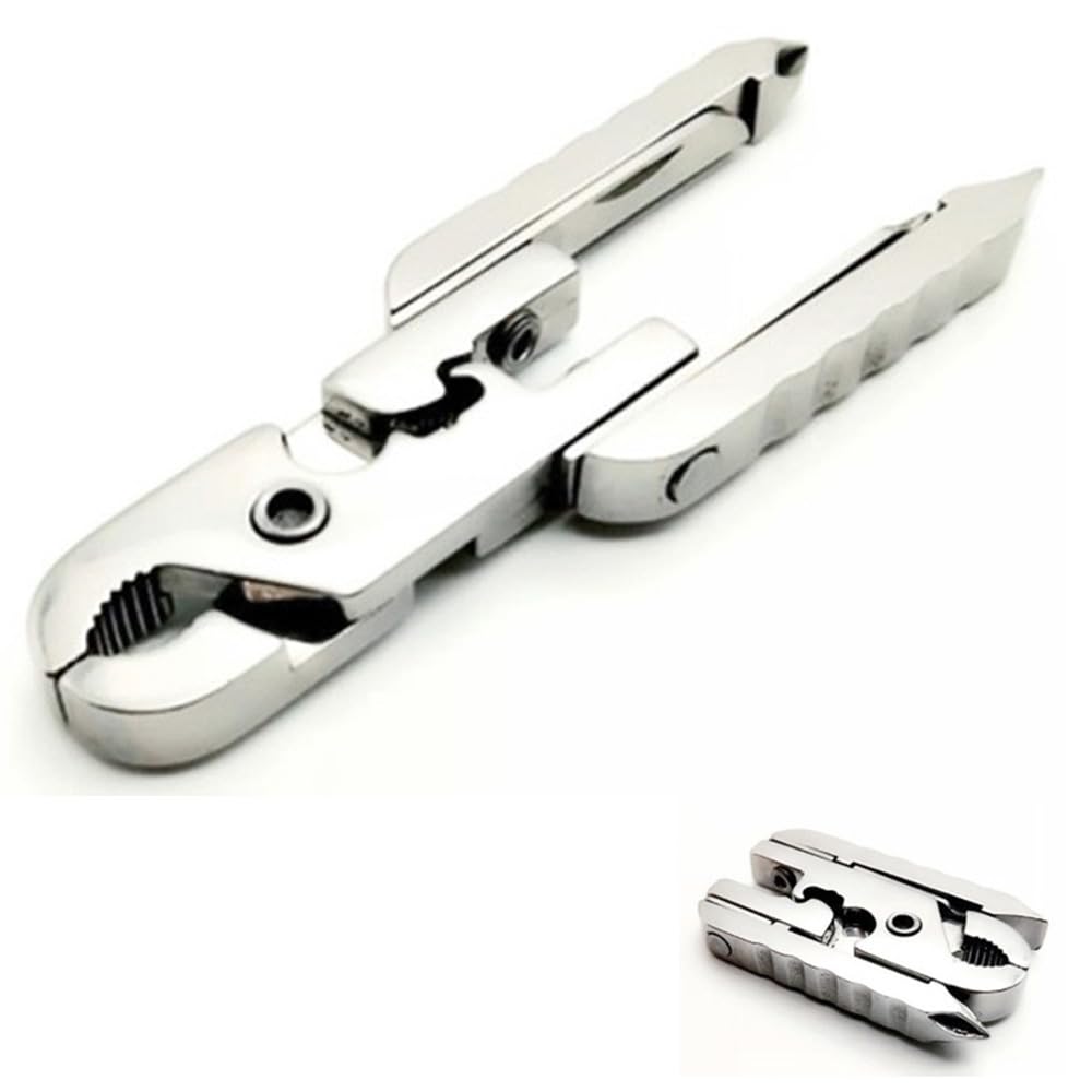 OULIGET Stainless Steel Folding Maintenance Multifunctional plier,Portable Key Chain Mini 10 in 1 Pliers,Pocket Screwdriver Camping Folding Pliers,1 Piece