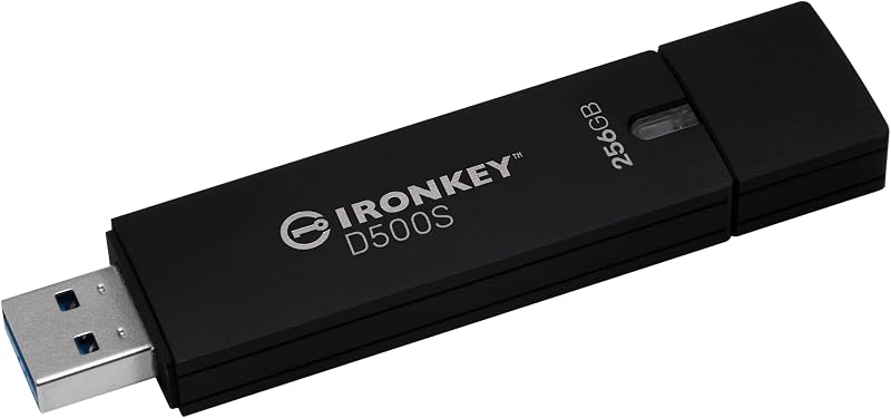 Unidad flash cifrada Kingston Ironkey D500S de 256 GB | Partición oculta dual | FIPS 140-3 Nivel 3 | XTS-AES de 256 bits | BadUSB y protección de fuerza bruta | Opción de múltiples pines | IKD500S/256GB | Fips 140-3 L3, cifrado Hw Xts-Aes de 256 bits, particiones ocultas duales, borrado criptográfico de fuerza bruta, USB 3.2 GEN1, IP67