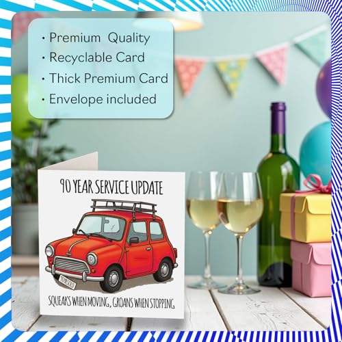 90th Birthday Cards for Men Women - Yearly Service Update - Happy Birthday Card for 90 Year Old Man Woman Wife Nanny Grandad Nan, 145mm Bday Greeting Cards - Image 2