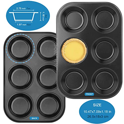 Amdongking Muffin Pan, Cupcake Pans, 6 Cup Premium Non-Stick Carbon Steel Kitchen Baking Quiche Pan, 10.4 X 7.1 Inches #TOP1
