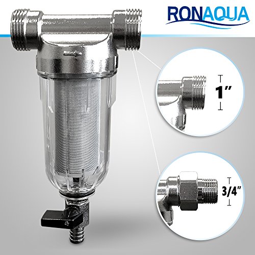 Reusable Whole House Spin Down Sediment Water Filter. Prefilter Removes Sediment, Rust, Sand From Water, 40 Micron, ¾ Or 1 Inch Inlet/Outlet, By Ronaqua Well-Matched With Wsp-50, Hq-180Za-50 #TOP1
