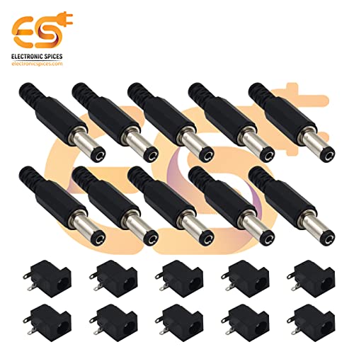 Image of Electronic Spices Male Plug and Female Jack 3 Pin Pcb Panel Mount Dc Power Connector Pack of 50 Pair