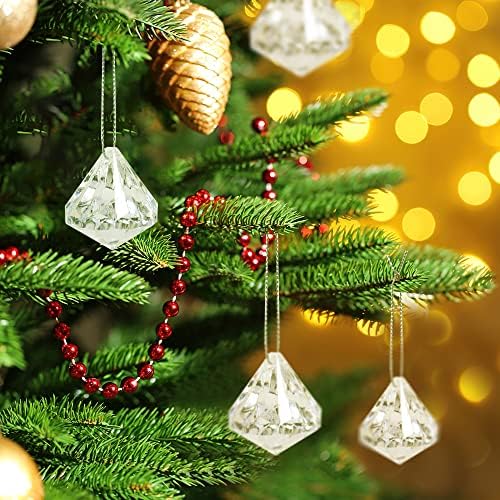 Albert Austin Crystal Hanging | Christmas Tree Decorations | Acrylic Gems | Diamond Crystal Droplet | Wedding Decor | Chandelier Curtain Birthday DIY Christmas Tree | Bauble Ornaments (3x (Pack of 4))