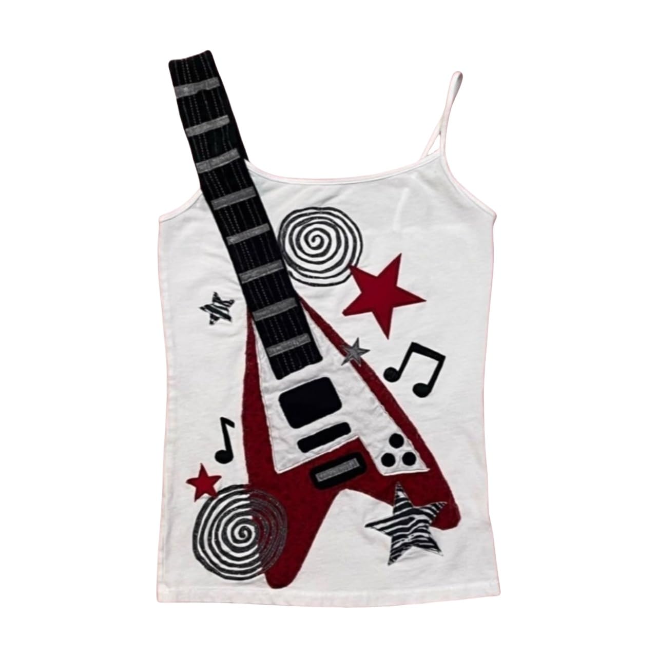 Punk Goth Guitar Graphic Spaghetti Strap Tops Cute Y2K Summer Sleeveless Shirts Fairy Grunge Tank Crop Tees Clothes