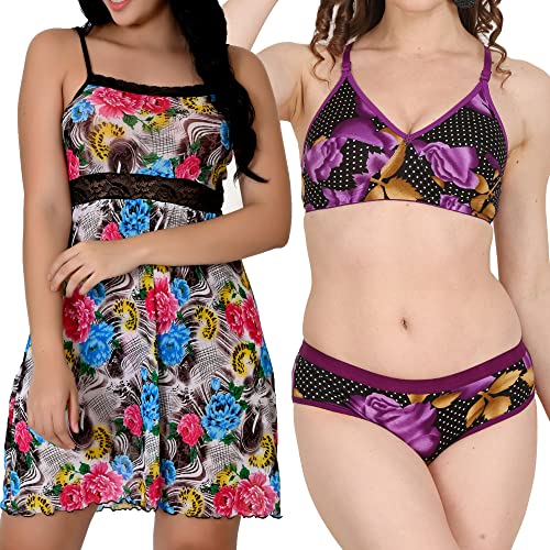 Image of Love Maker Babydoll Lingerie Bra Panty Set Undergarments for Women Honeymoon Nighties Small to 3XL