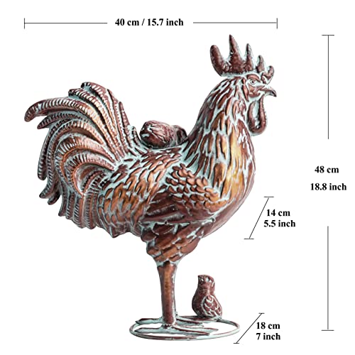 Clyb Garden Sculptures & Statues, Metal Rooster Home Decor, Outdoor Chicken Statue, Antique Copper Art Decorations For Lawn, Backyard, Kitchen, Patio, Yard, Handmade Animal Vintage Farmhouse Decor #TOP5