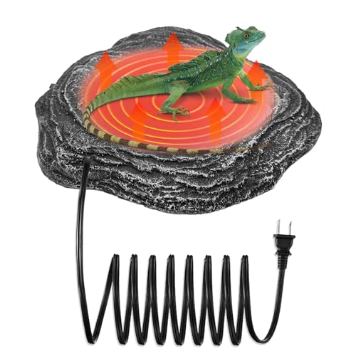 WEIYOONS Reptile Heat Rock Terrarium Tank Heating Pad Thermostatic Controlled Heated Mat Basking Platform for Bearded Dragon Lizard Snake Chameleon Turtle Leopard Gecko
