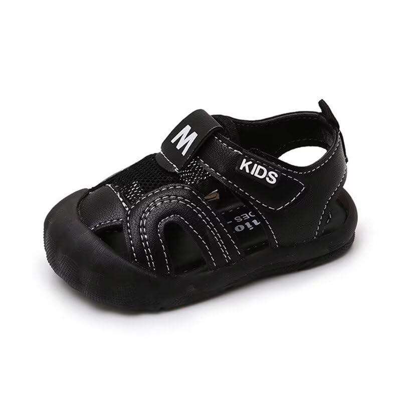 Zonkacen Little Boy Anti Skid Closed Toe Fashion Casual Sport Sandals for Summer Outdoor Walking Running Beach Aqua Wading School Holiday Black Infant 3.5