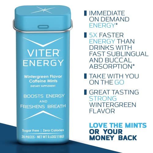Viter Energy Original Caffeine Mints Wintergreen Flavor 6 Pack And Original Caffeine Mints Variety Sampler Pack Bundle - Caffeine, B Vitamins, Sugar Free, Vegan, Powerful Energy Booster For Alertness #TOP5
