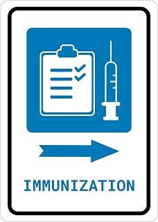 Immunization Right Arrow with Icon Portrait - Wall Sign Healthcare & Hospital Safety Metal Sign Plaque for Home and Outdoor Fence Decor | 8 x 12 in