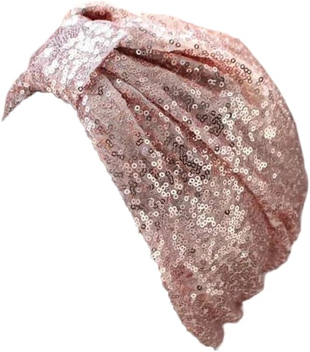 Dvbfufv Women Elegant Sequins Knotted Turban Hat Muslim Bonnet Female Fleece Headwrap Cap Hair Accessories