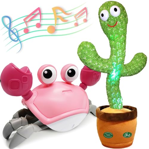 Image of Pbooo Interactive Dancing Talking Cactus and Crawling Baby Toy Set - Perfect for Fun and Development