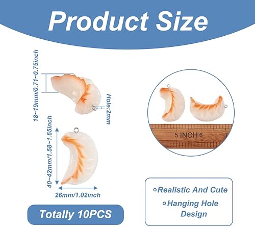 Miniatura 3 de 10 dijes colgantes de resina naranja lindos pequeños corales de imitación de alimentos, cuentas espaciadoras sueltas con lazo platino de 24 a 0.984