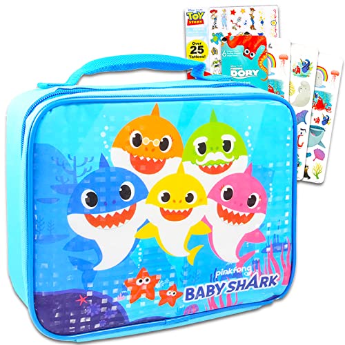 Pinkfong Baby Shark Baby Shark Lunch Bag For Toddlers, Kids Bundle ~ Baby Shark Lunch Box Set For Girls And Boys With Toy Story and Finding Dory Stickers | Baby Shark School Supplies Set