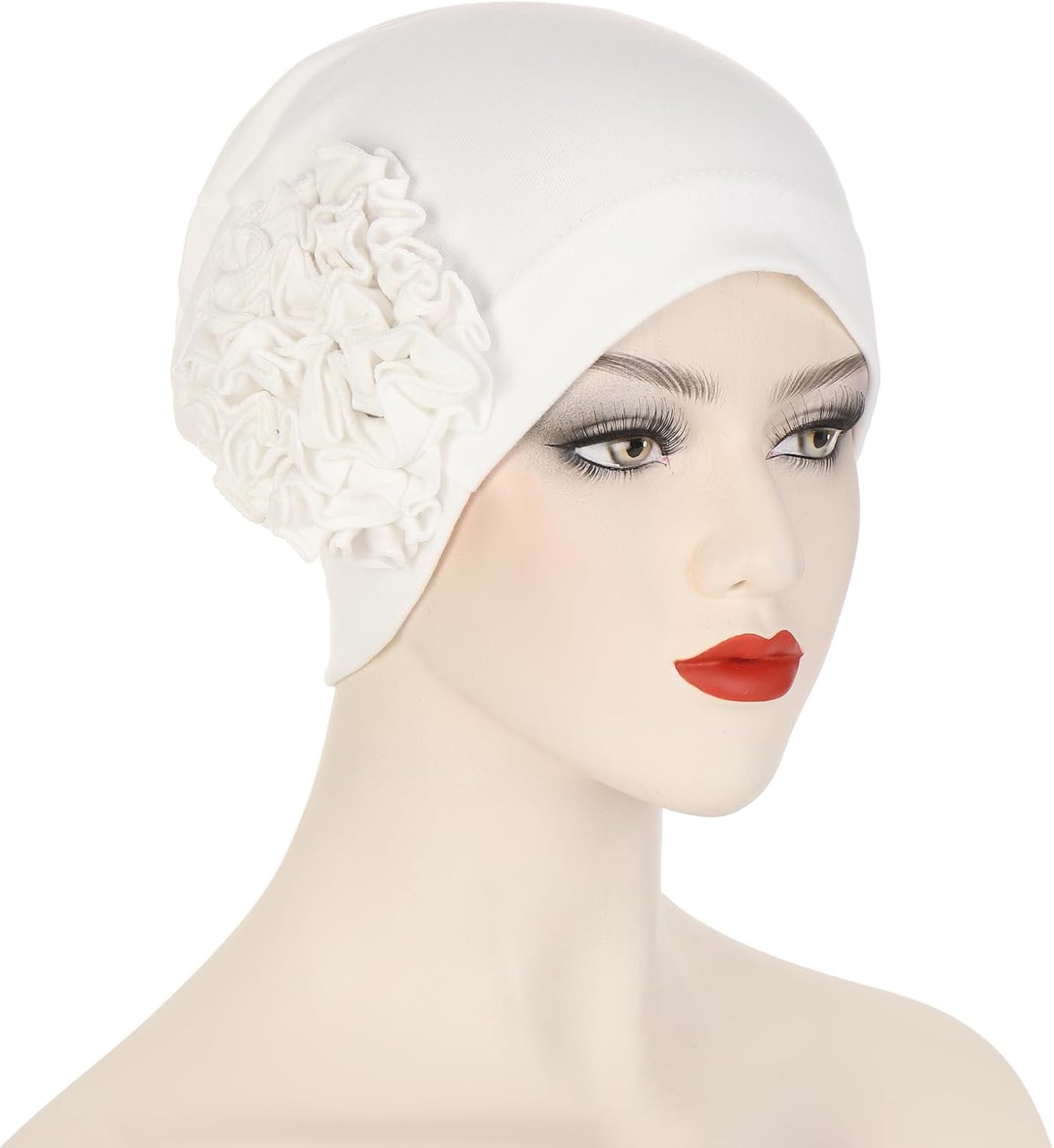 Chemo Headwrap for Women - Flower Elastic Solid Turban Caps Pre Tied Beanie Headwear Grate for Cancer Hair Cover - Image 4