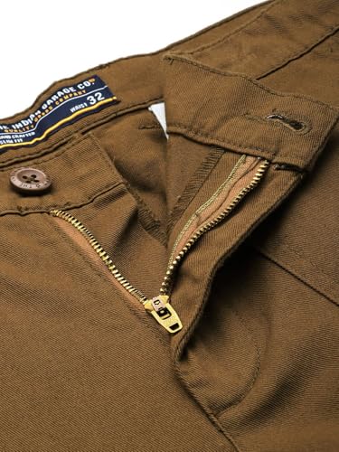Image of The Indian Garage Co Men Slim Fit Solid Mid-Rise Cargos