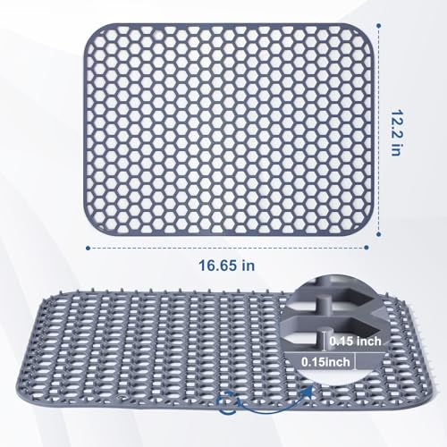 Bestjing Silicone Sink Protector for Kitchen Sink - 16.65''x12.2'' Kitchen Sink Grid Accessory, Non-slip Heat Resistant Sink Grid Dry Mat for Bottom of Porcelain Stainless Steel, Dishwasher Safe