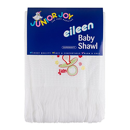Junior Joy Châle Brodé Conception de Sucette de Bébé Blanc