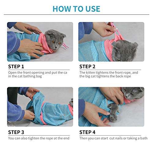 Image of Cat Bathing Bag,Cat Shower Net Bag,Breathable Cat Grooming Bag,Adjustable Cat Washing Shower Bag