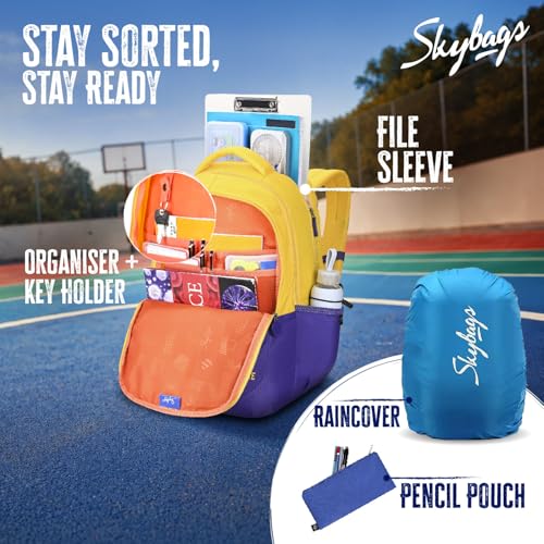 Image of Skybags Klan Plus 37L Casual Backpack for Boys & Girls with 3 Compartments & Adjustable Shoulder Strap | Quick Access Front Pocket | Pencil Pouch | Perfect for School & Travel- Unisex