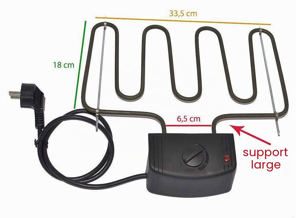 Chauffage électrique universel 2000 W pour fumoir/armoire à fumée (ensemble E avec support universel - large)
