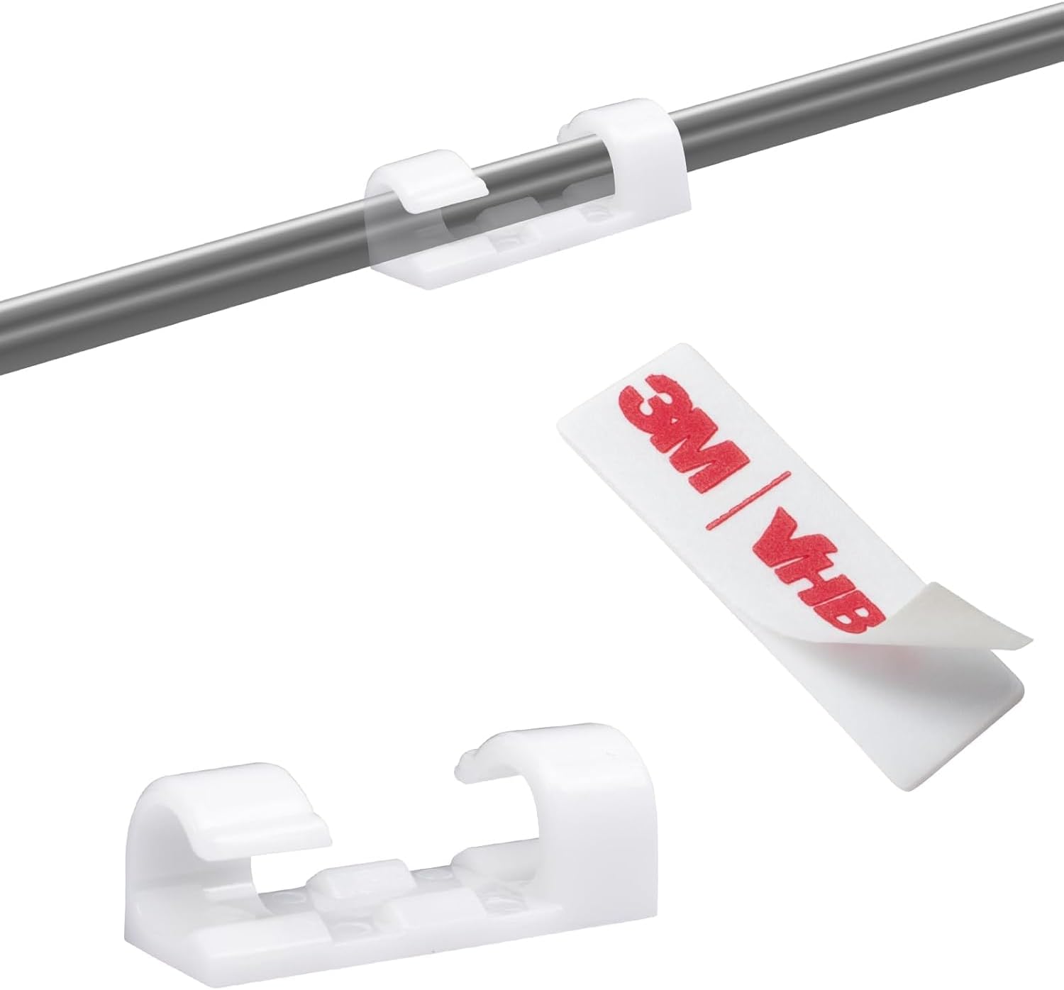 Self-Adhesive Cable Clips Organizer Drop Wire Holder Cord Management, Pack of 20 (White, 0.27 inch)