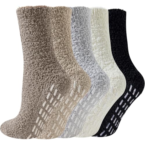 Hocerlu Calcetines Antideslizantes Mujer - Calcetines Térmicos para Casa y Dormir, Invierno, Regalo Mujer, Talla 35-41