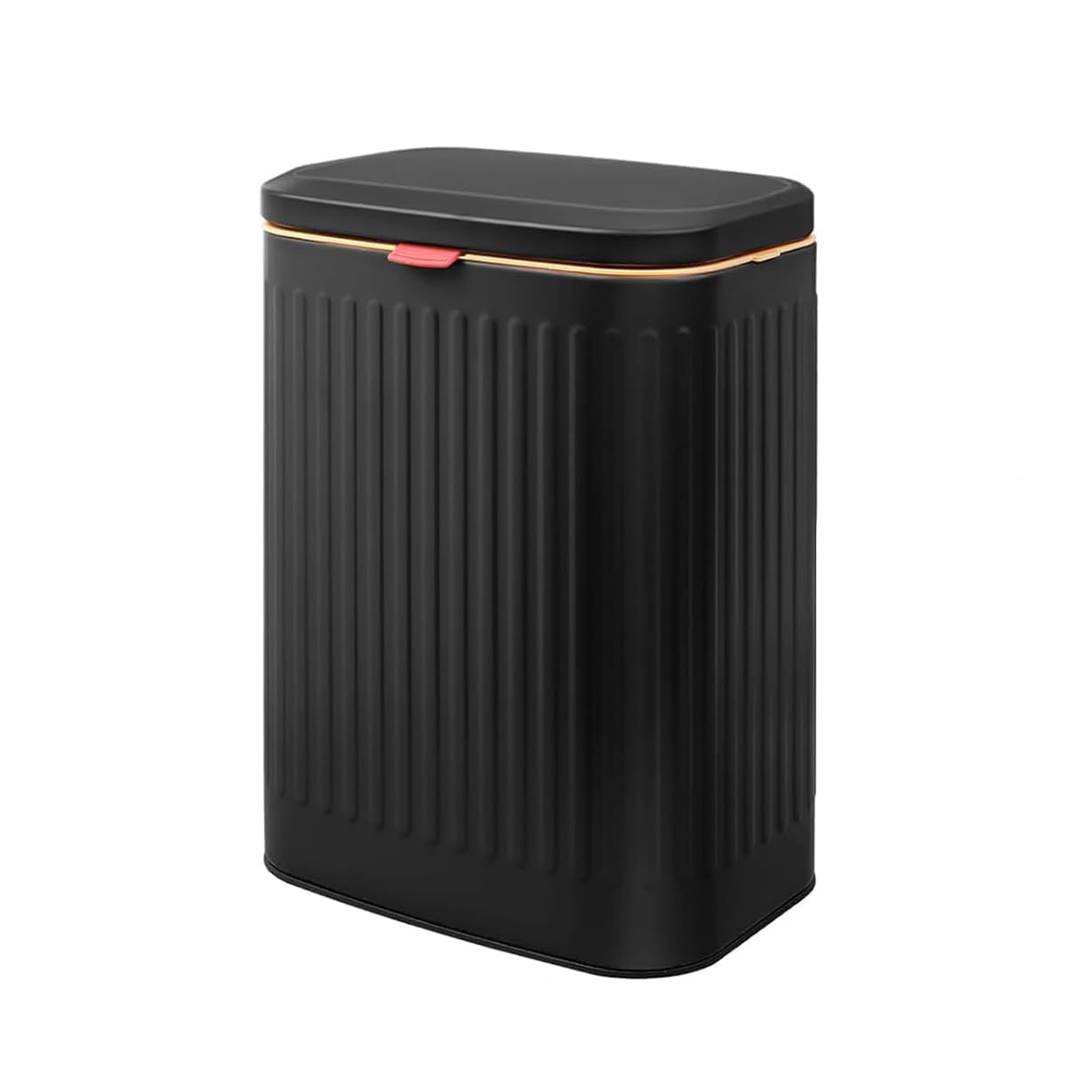 8L Matte Black Striped Hanging Bin Stainless Steel Kitchen Waste Bin with Sliding Lid Space Saving Wall Mounted Trash Can for Cupboard Bathroom Office