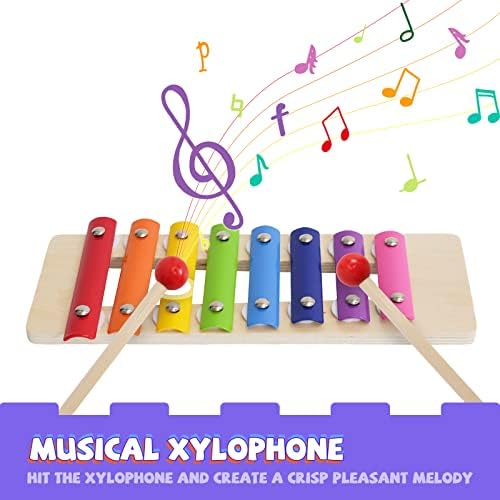 Ark miido Wooden Hammering Pounding Toy for Baby Toddler Toys Wooden Kid Toys with Musical Xylophone Sliding Toy Early Development Toys for Toddlers Birthday Gifts for 2 3 4 5 6 Boys Girls