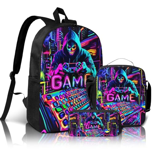 School Backpack for Boys Girls - 3pcs Game Backpack Boys