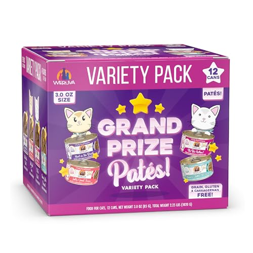 Weruva Wet Cat Food, Grand Prize Patés Variety Pack, 3oz Can, Pack of 12