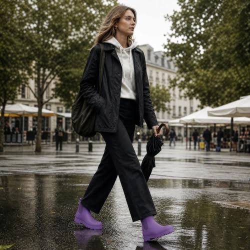 Image of planone Fashion Short Rain Boots for Women Waterproof Chelsea Ankle Boots
