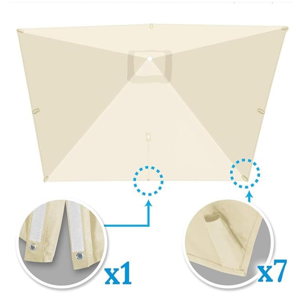 Odkryty parasol tarasowy 3 x 4 m, zamienny podwójny dach, pokrowiec z tkaniny, 8 żeber, pasuje do 3 x (3 m) parasole zewnętrzne, idealny ogród e Solut