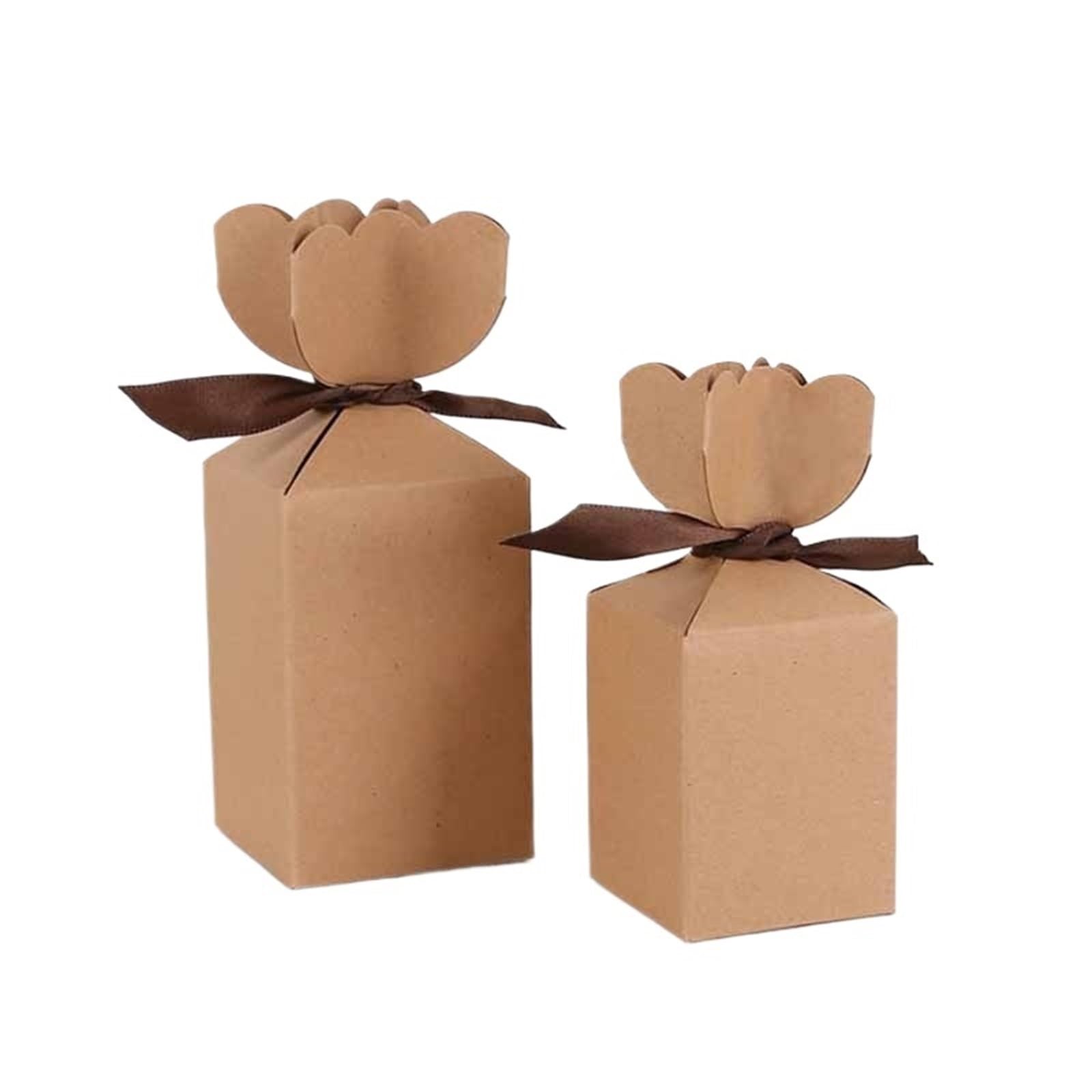 Scatola Portaconfetti Matrimonio 25/50 Pezzi Scatola di Caramelle Cartone Pacchetto Carta Kraft Vaso Favore Compleanno Festa Natale Decorazione Nozze(Kraft,50PCS_6X6X9CM)