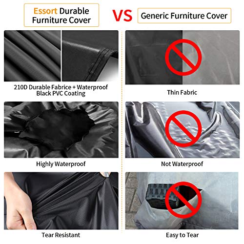 Essort Outdoor Furniture Cover Waterproof Patio Table Covers, 4-6 Seats Heavy Duty Windproof Square Garden Table Sofa Cover, Uv-Resistan (83.5''X48.4''X29'') #TOP3