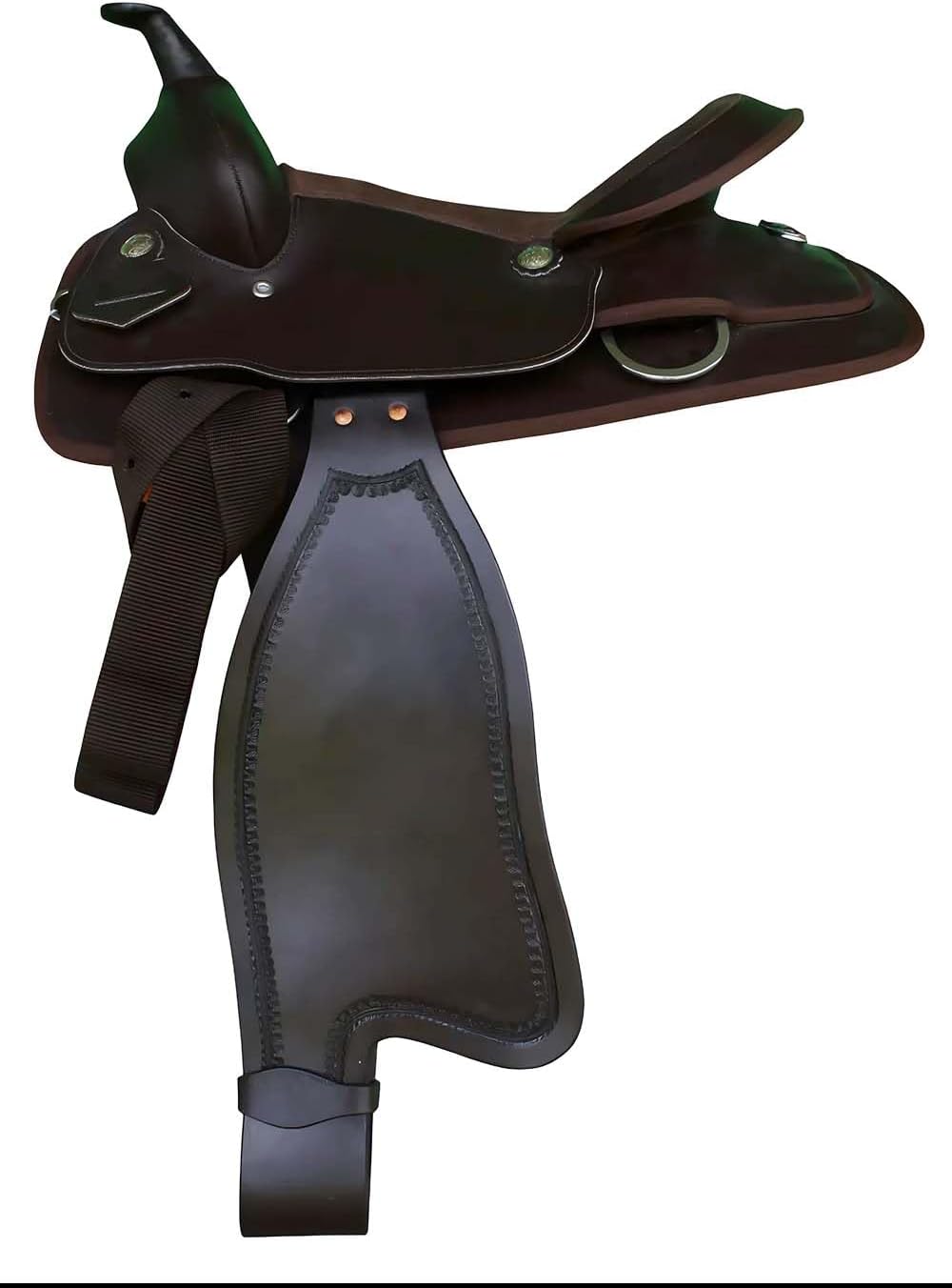 CHALLENGER Horse Western Adult Tooled Brown Leather Replacement Saddle Fenders 5214DB