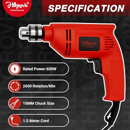 Image of Hillgrove HGCM1386M2 100% Copper Winding 10mm Drill Gun Drilling Machine Kit Set with 4 inchinch Hand Angle Grinder Wall Cutter Grinding Glender Cutting Machine