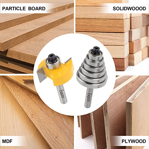 Exqutoo 1/4 Inch Shank Rabbet Router Bit Set With 6 Adjustable Bearing Carbide Tipped Rabbeting Bit(1/8",1/4",5/16"3/8",7/16",1/2") Cnc Router Bits Woodworking Tools For Doors Drill Bit… #TOP5
