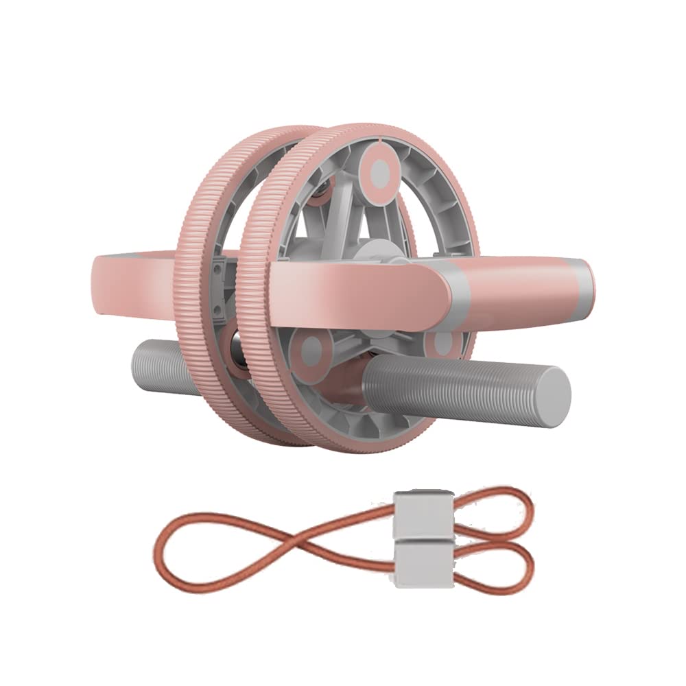 Rapidotzz Thick Adjustable Ab Roller (Pink) | No Floor Damage | Wheel With Knee Mat | Multi-purpose Unisex Roller | Weight Loss Workout | Slip-Proof | Beginner Friendly | Excercise Manual