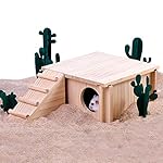 Fhiny Wooden Hamster Hideout for Small Animal, Gerbils Chamber Hut with Ladder Habitats Decor, Maze Climbing Toys for…