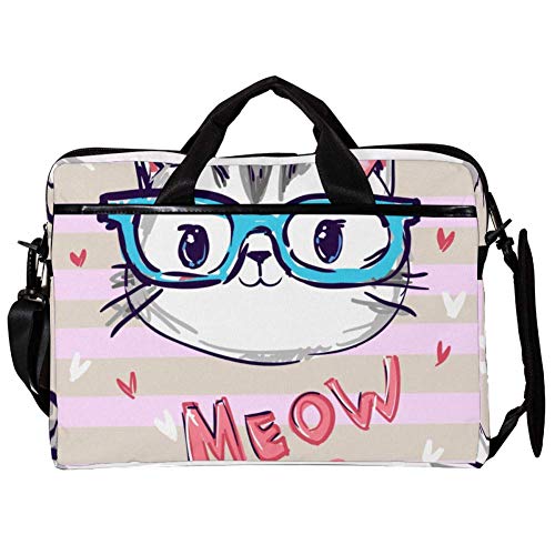 Bolso bandolera para portátil de 14 a 15.4 pulgadas con original diseño de gato dibujado a mano