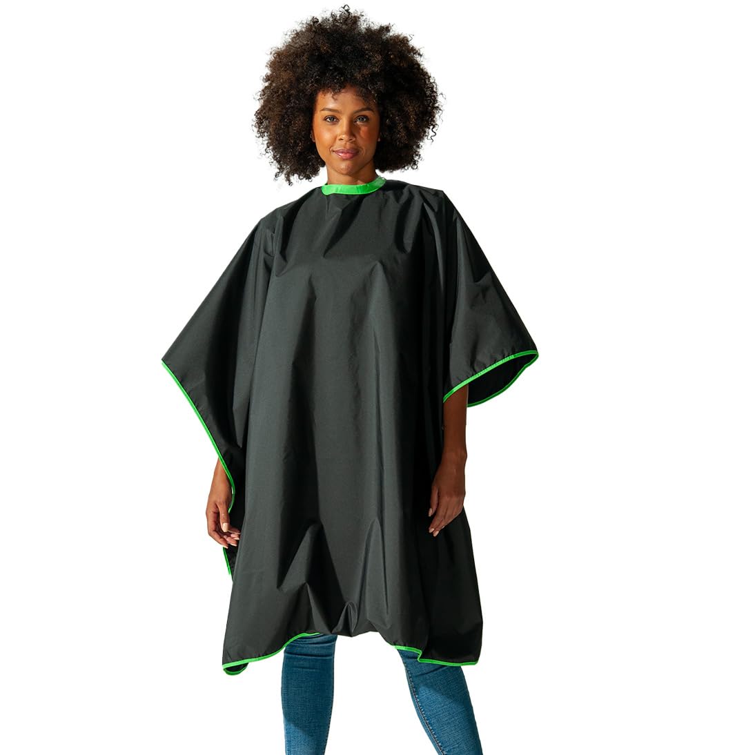 ColortrakEco Collection All-Purpose Cutting/Styling Cape, 57.5β L x 49β W, Waterproof and Bleach-proof, Made out of 100% Recycled Fabric, Black Color