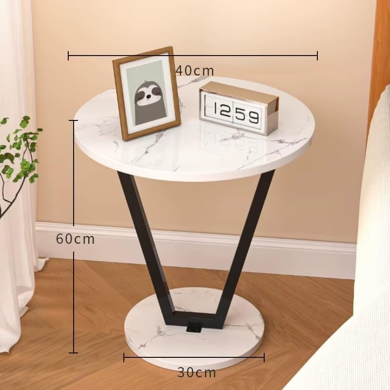 Image of Side Table Stands Couch Side, Swivel TV Tray Table, C-Shaped End Table, Small Center Table for Home Office for Bedroom, Living Room | Closet with Dustproof Door (V-Round Table-YZ-11)