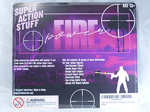 Super Action Stuff 19 Piece Firepower Series Action Figure Accessories 1:12 Scale Action Figure Accessories. Includes Muzzle Flares, Blasts, Action Effects For Weapons And Displays. #TOP2