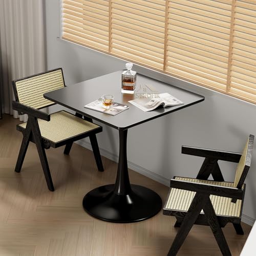 Image of Square Wooden Pedestal Table, Accent Bedside Table,Modern Coffee End Table for Living Room, Bedroom and Balcony with Square Design Table (Black, 18 * 18 * 24 inches)